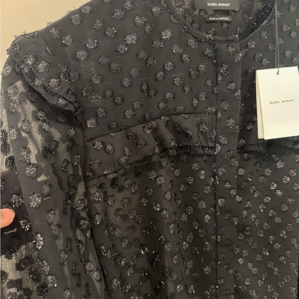 BNWT Isabel Marant Airy Sheer Polka Dot Blouse size 34/USXS $430 - Picture 5 of 10